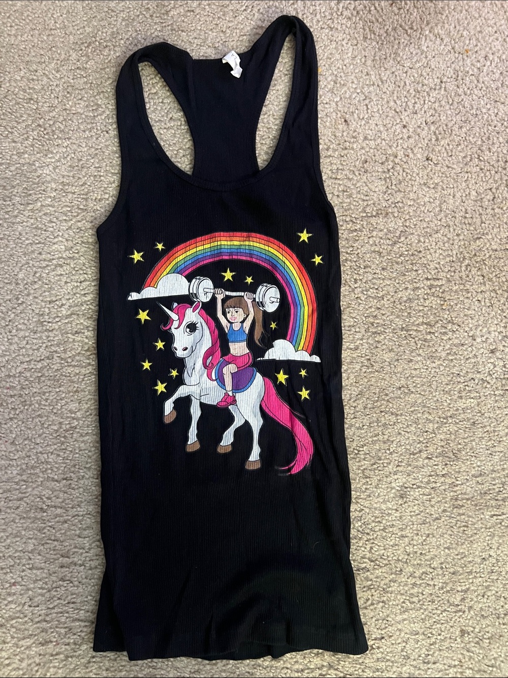 Gym girl unicorn ribbed racerback tank